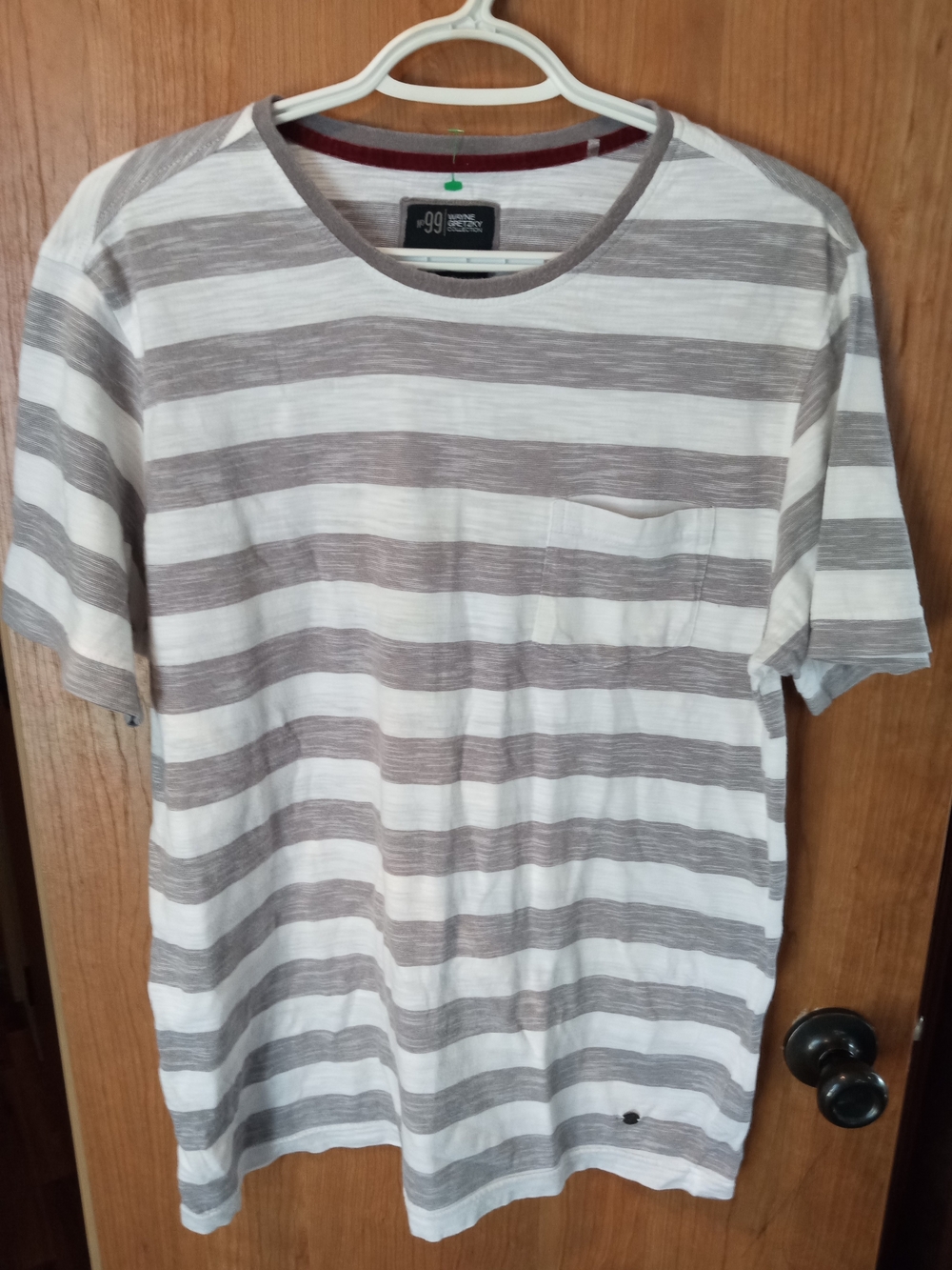 Men's Striped Short-Sleeve Pocket Tee - Gray & White